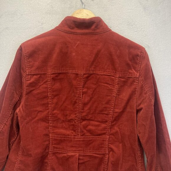 LL Bean Corduroy Jacket Womens Medium Petite PM Pockets Button Up Red Fall - Picture 16 of 16